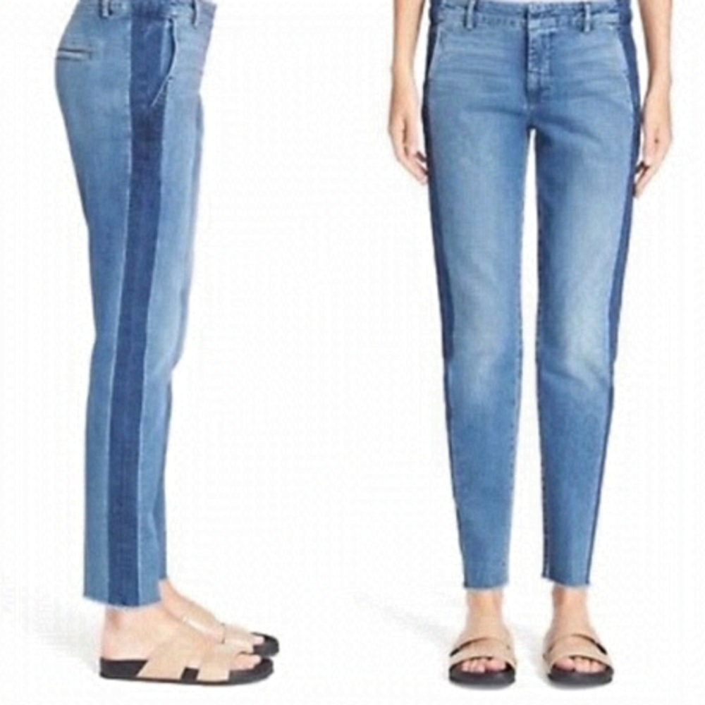 Vince sunset blvd tuxedo stripe skinny straight jeans size 25